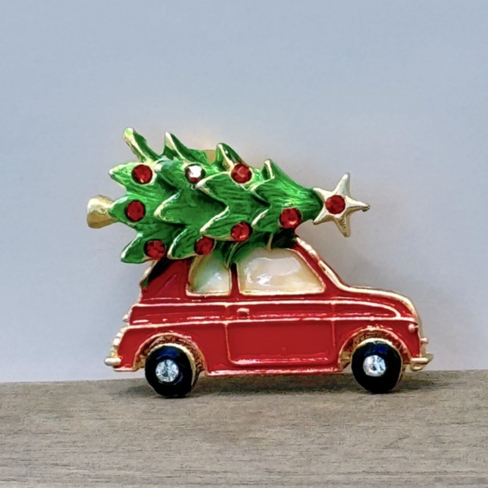 🌻 3/$25 Christmas Tree Enamel Car Shape Design Brooch Pin